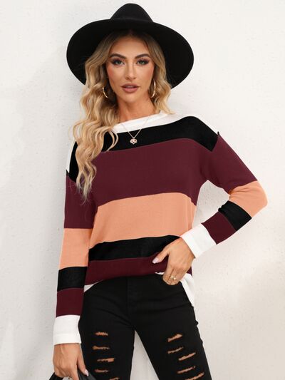 TEEK - Striped Solids Sweater SWEATER TEEK Trend Peach S 
