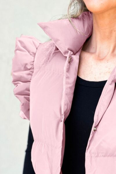 TEEK - Ruffled Snap Down Vest Coat VEST TEEK Trend Blush Pink S 