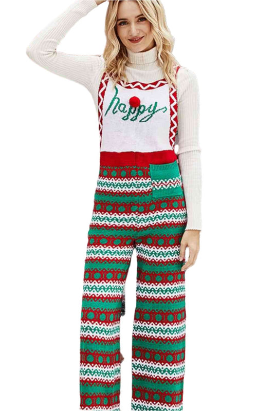 TEEK - Christmas Knit Straight-Leg Overall Jumpsuit OVERALLS TEEK Trend   