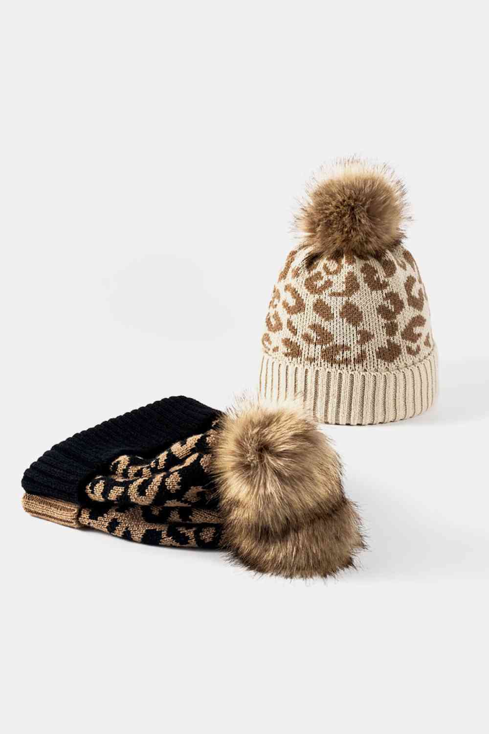 TEEK - Leopard Pom-Pom Cuffed Beanie HAT TEEK Trend   