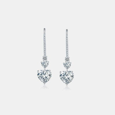 TEEK - 5.44 Carat 925 SS Heart Drop Earrings JEWELRY TEEK Trend Silver One Size 