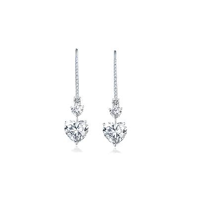 TEEK - 5.44 Carat 925 SS Heart Drop Earrings JEWELRY TEEK Trend Silver One Size 