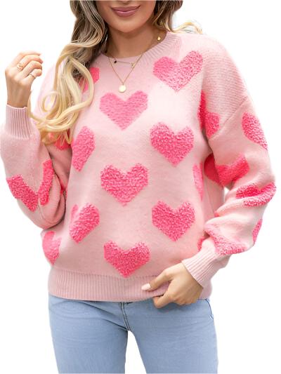 TEEK - Heart Blushing Pink Sweater TOPS TEEK Trend S  