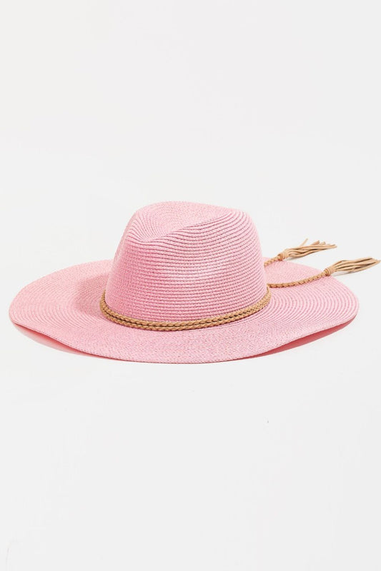 TEEK - Pink Fame Straw Braided Rope Strap Fedora Hat HAT TEEK Trend   