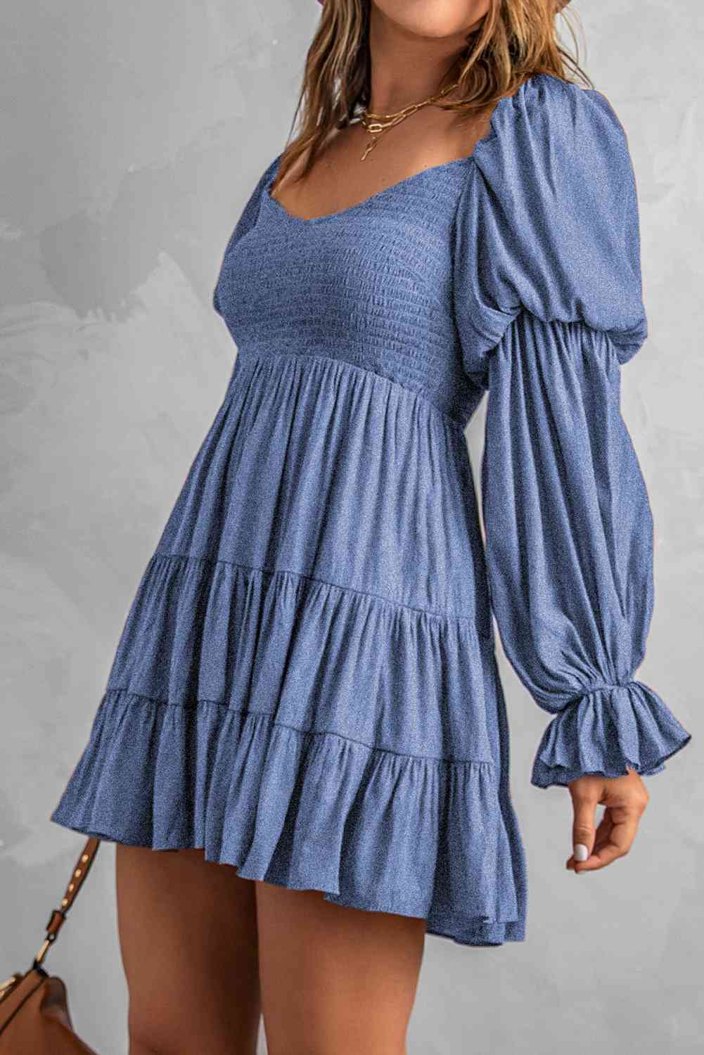 TEEK - Smocked Off-Shoulder Tiered Mini Dress DRESS TEEK Trend   