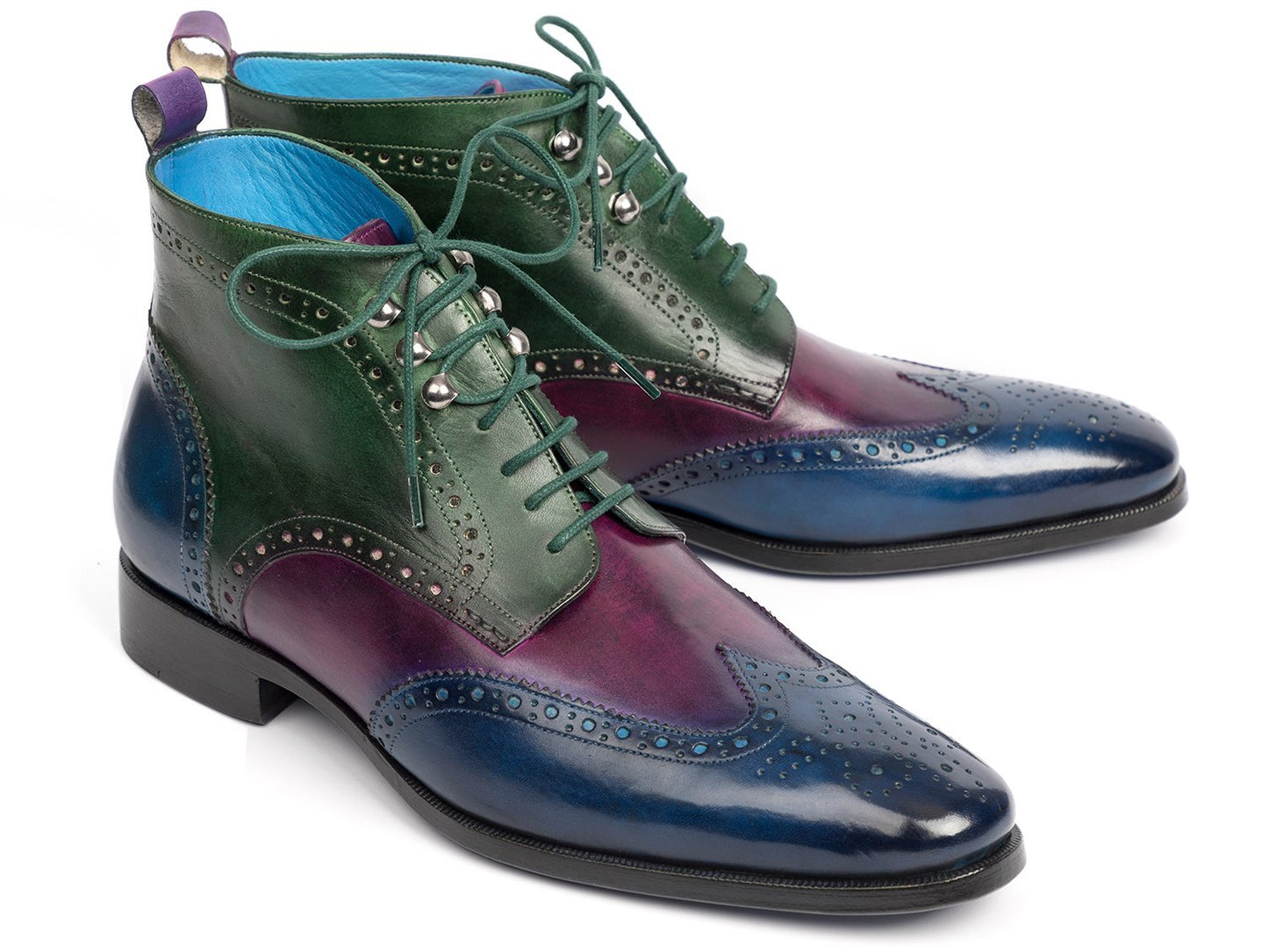 TEEK - Paul Parkman Wingtip Three Tone Blue Purple Green Ankle Boots SHOES theteekdotcom   