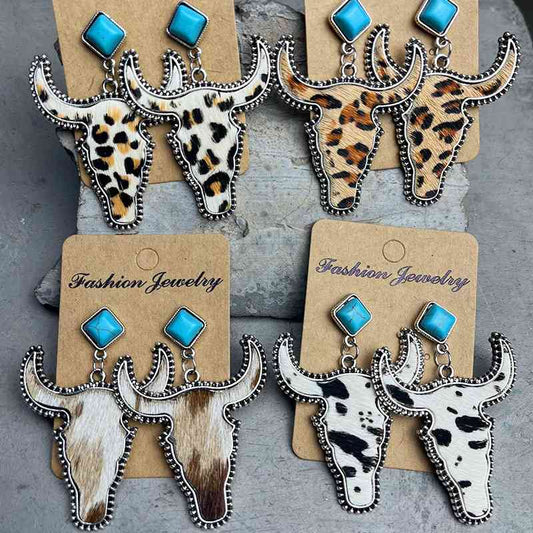 TEEK - Bull Shape Turquoise Dangle Earrings JEWELRY TEEK Trend   