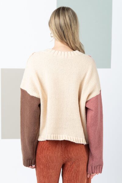TEEK - VJ Oatmeal Block Cable Knit Sweater SWEATER TEEK Trend   
