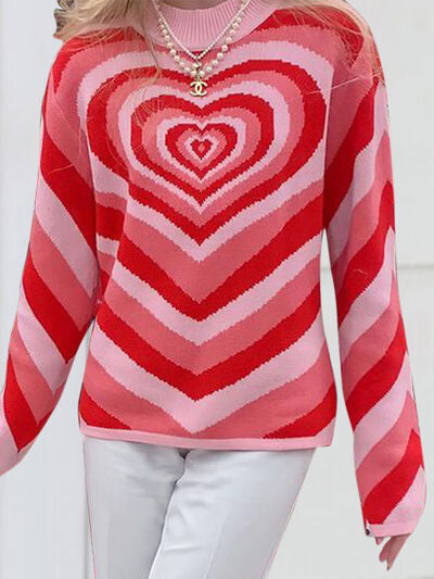TEEK - Heart Mock Neck Sweater SWEATER TEEK Trend Carnation Pink S 
