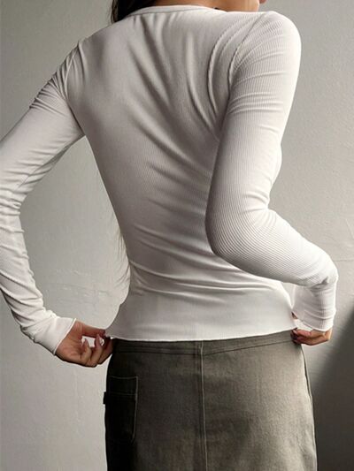 TEEK - Half Button Long Sleeve T-Shirt TOPS TEEK Trend   
