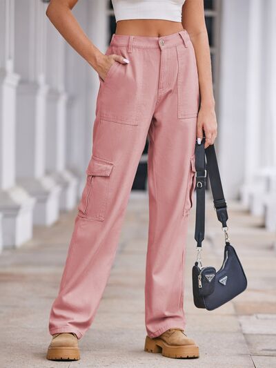 TEEK - Straight Denim Cargo Pants PANTS TEEK Trend Light Mauve S 