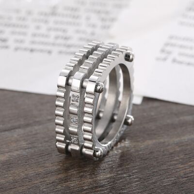 TEEK - Womens Zircon Stainless Steel Square Ring JEWELRY TEEK Trend Silver 8 