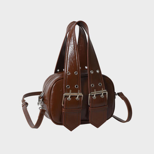 TEEK - Double Buckle Small PU Leather Handbag BAG TEEK Trend Chocolate  