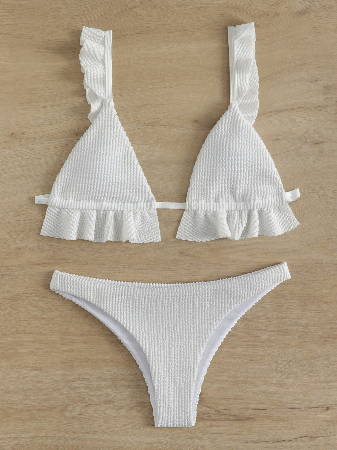 TEEK - Ruffled Textured Wide Strap Two-Piece Bikini Set SWIMWEAR TEEK Trend   