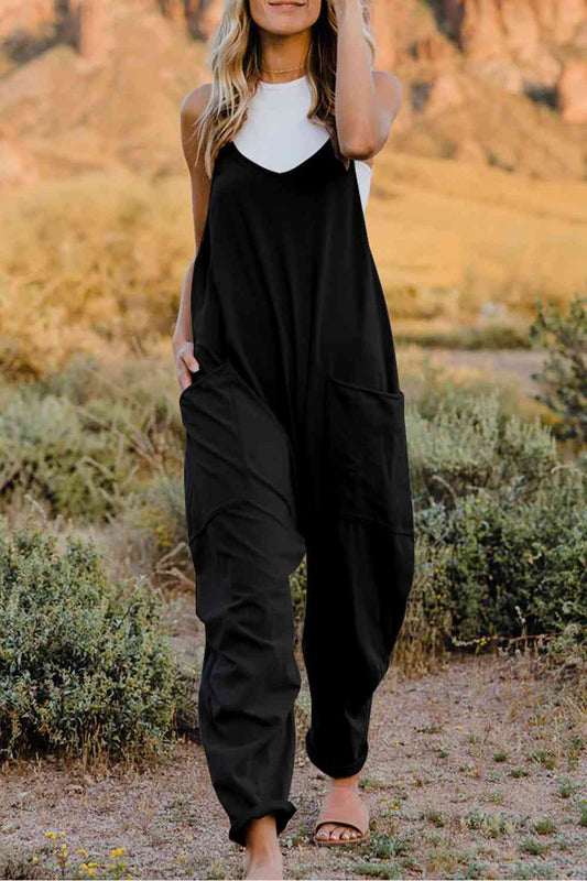 TEEK - Varied Color V-Neck Sleeveless Jumpsuit with Pocket OVERALLS TEEK Trend Black S 