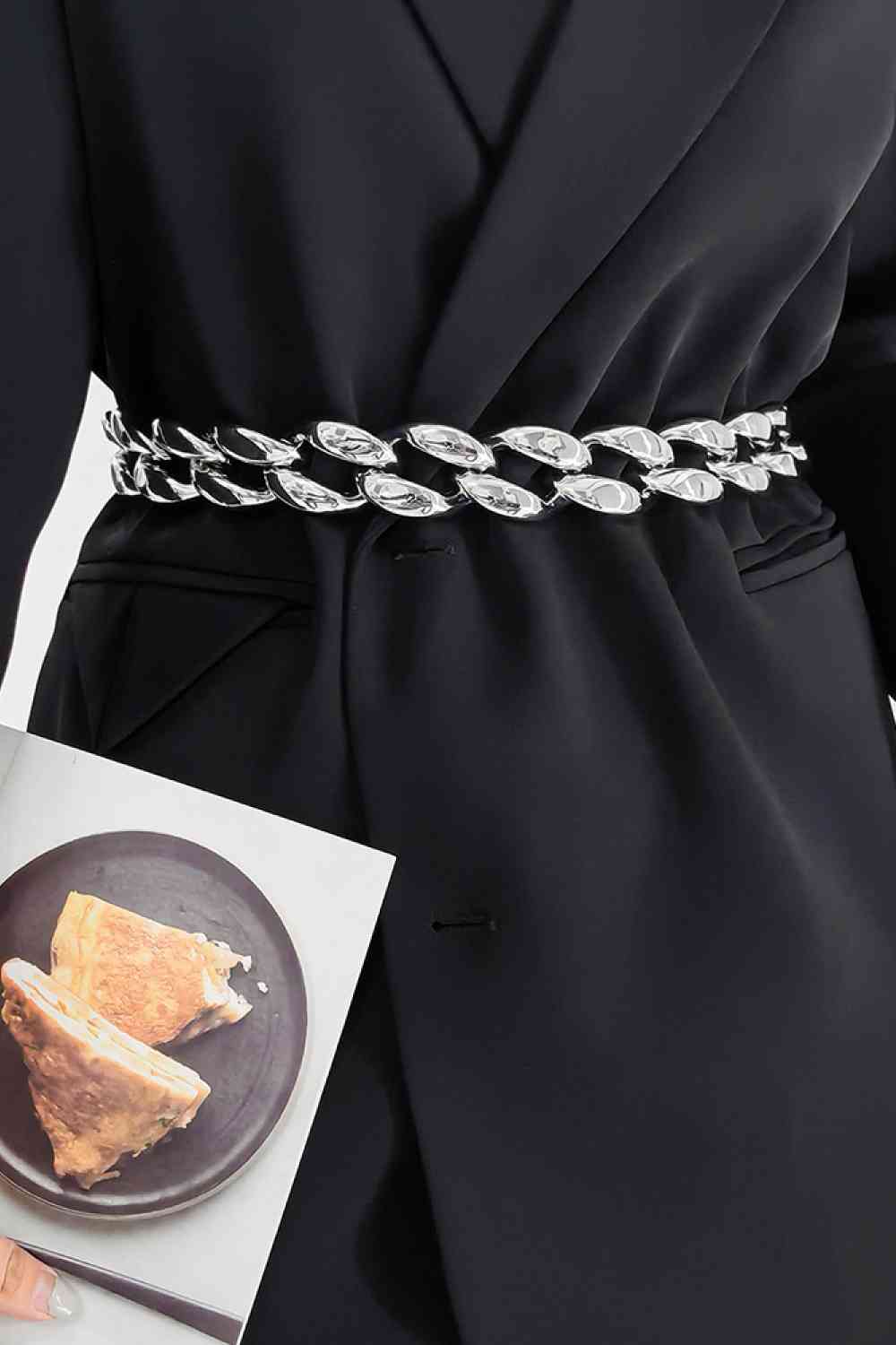 TEEK - 2" Width Acrylic Curb Chain Belt BELT TEEK Trend Silver  