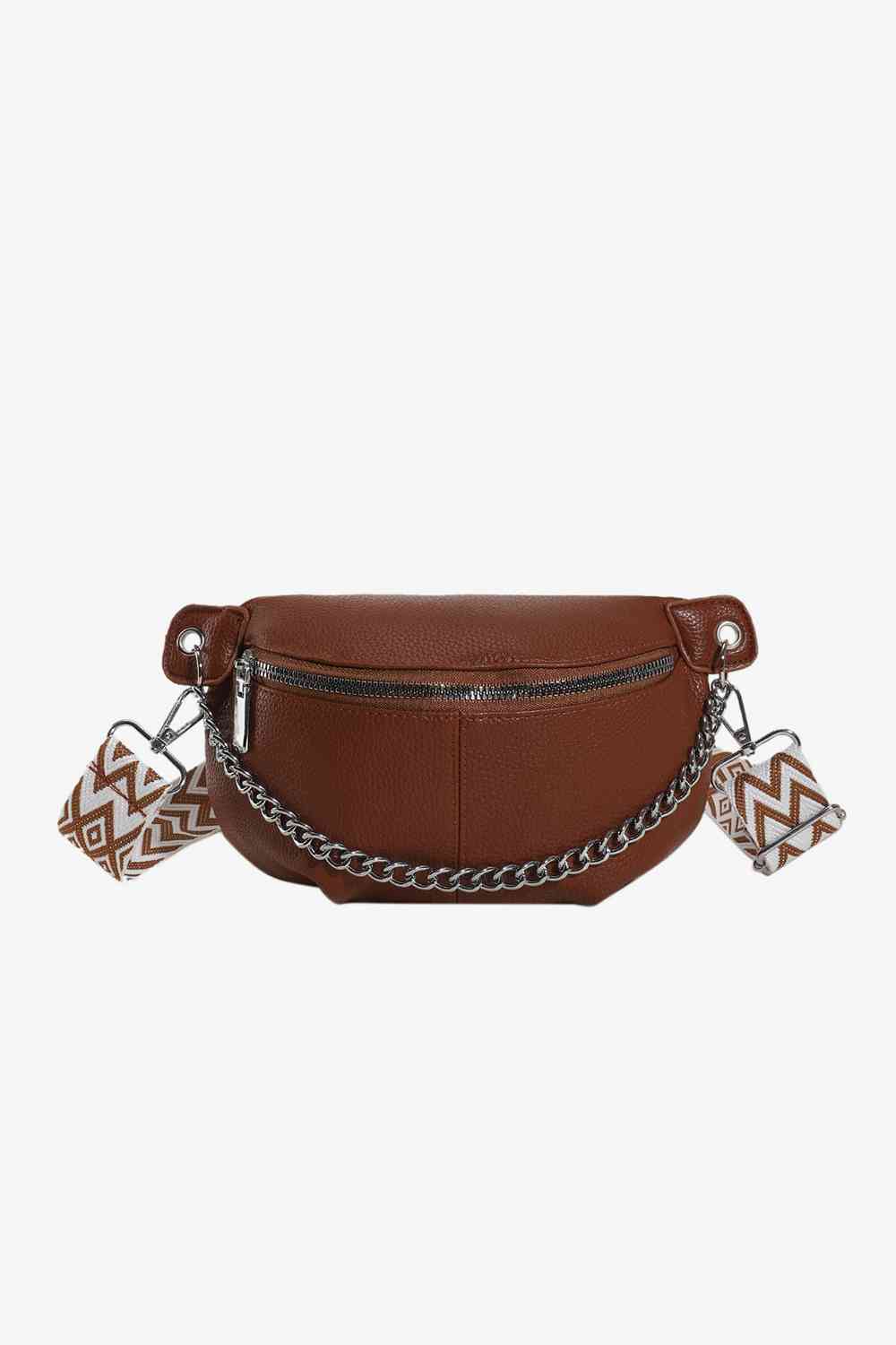 TEEK - Chain Zipper PU Leather Sling Bag BAG TEEK Trend Caramel  