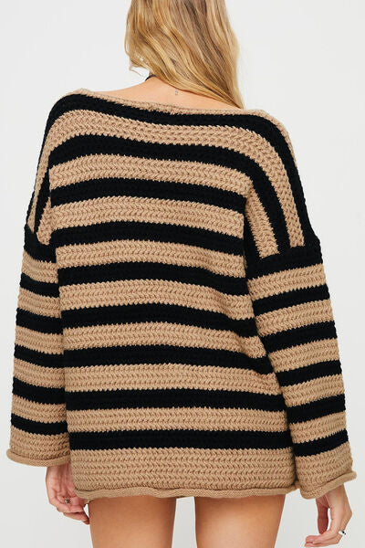 TEEK - Striped Dropped Shoulder Sweater SWEATER TEEK Trend   