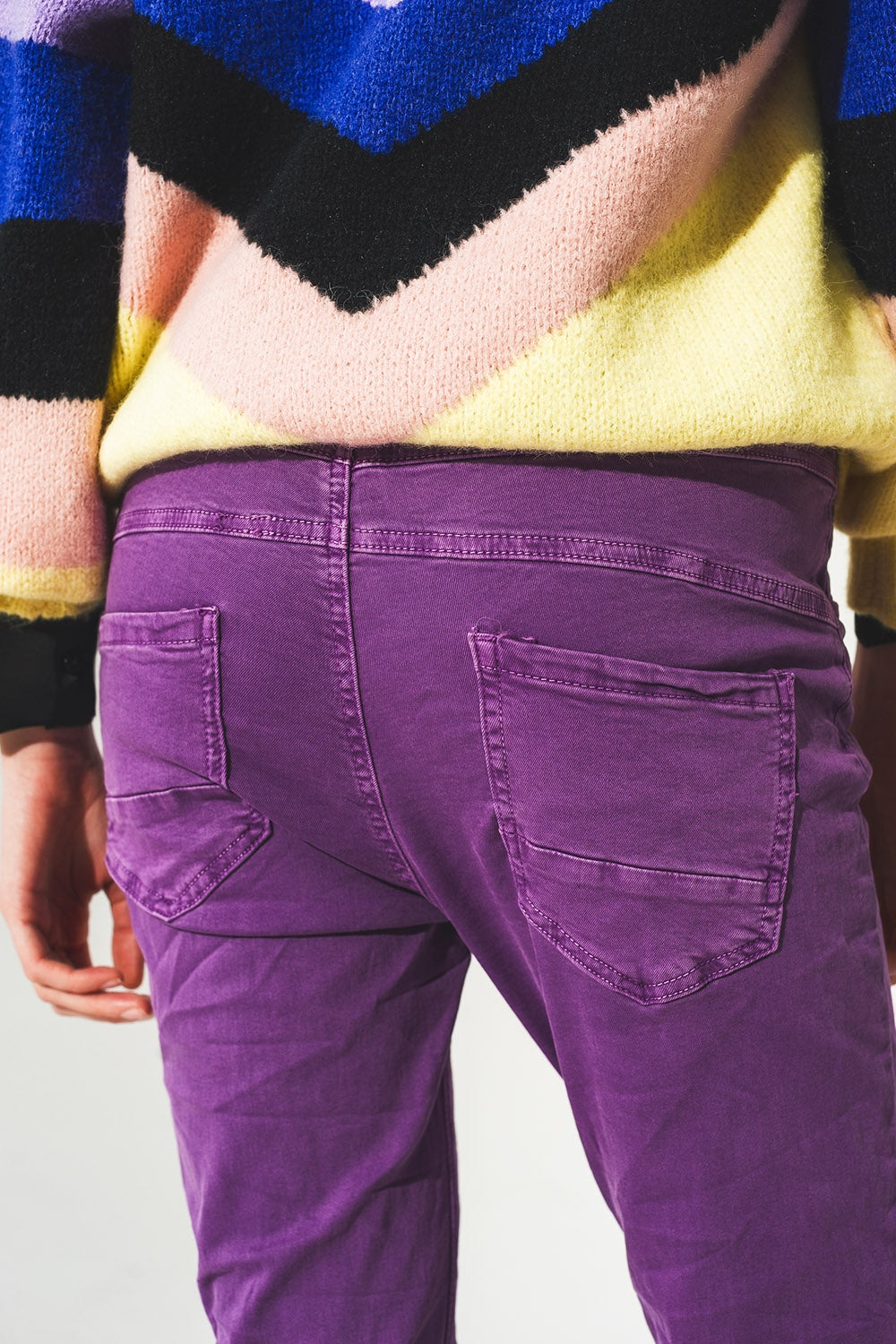 TEEK - Purple Exposed Buttons Skinny Jeans PANTS TEEK M   