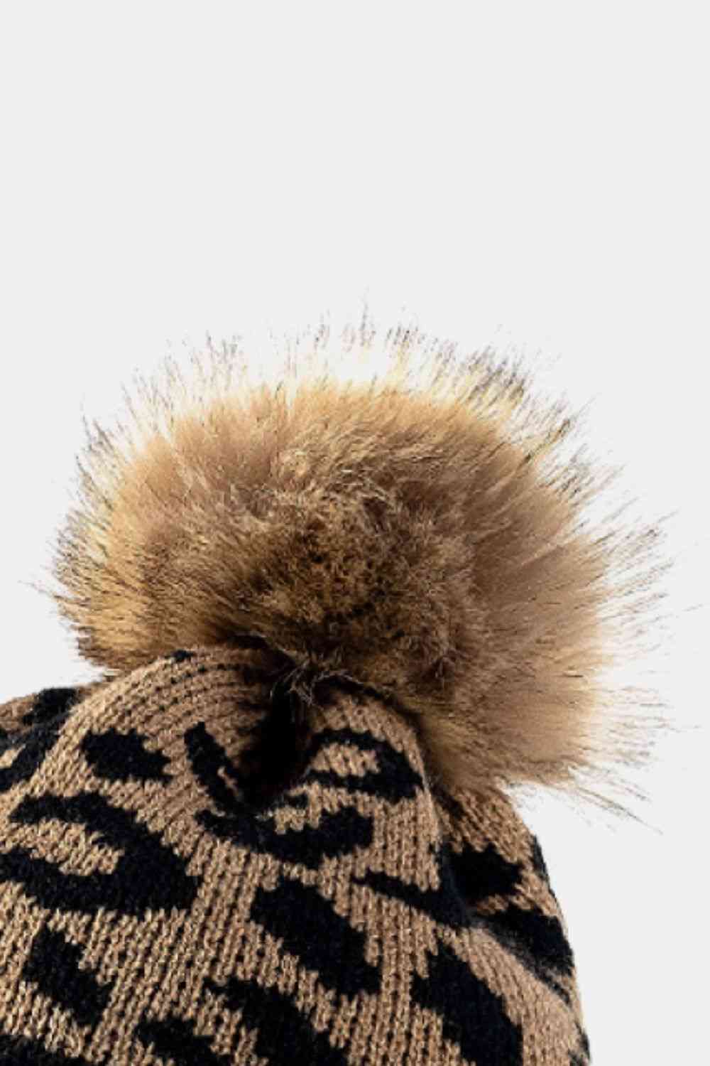 TEEK - Leopard Pom-Pom Cuffed Beanie HAT TEEK Trend   