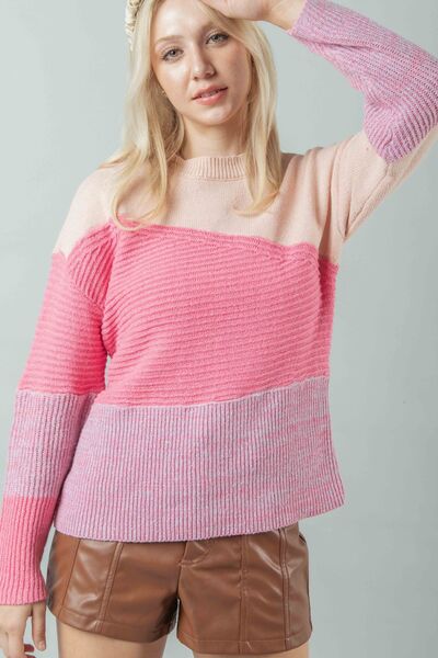 TEEK - Pink VJ Color Block Sweater SWEATER TEEK Trend S  