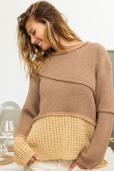 TEEK - Texture Dunes Contrast Sweater SWEATER TEEK Trend   