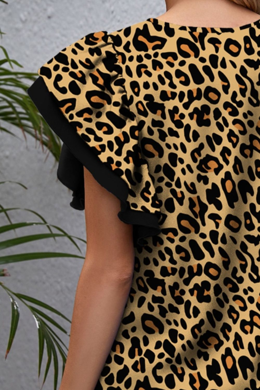 TEEK - Leopard Flounce Sleeve Blouse TOPS TEEK Trend   