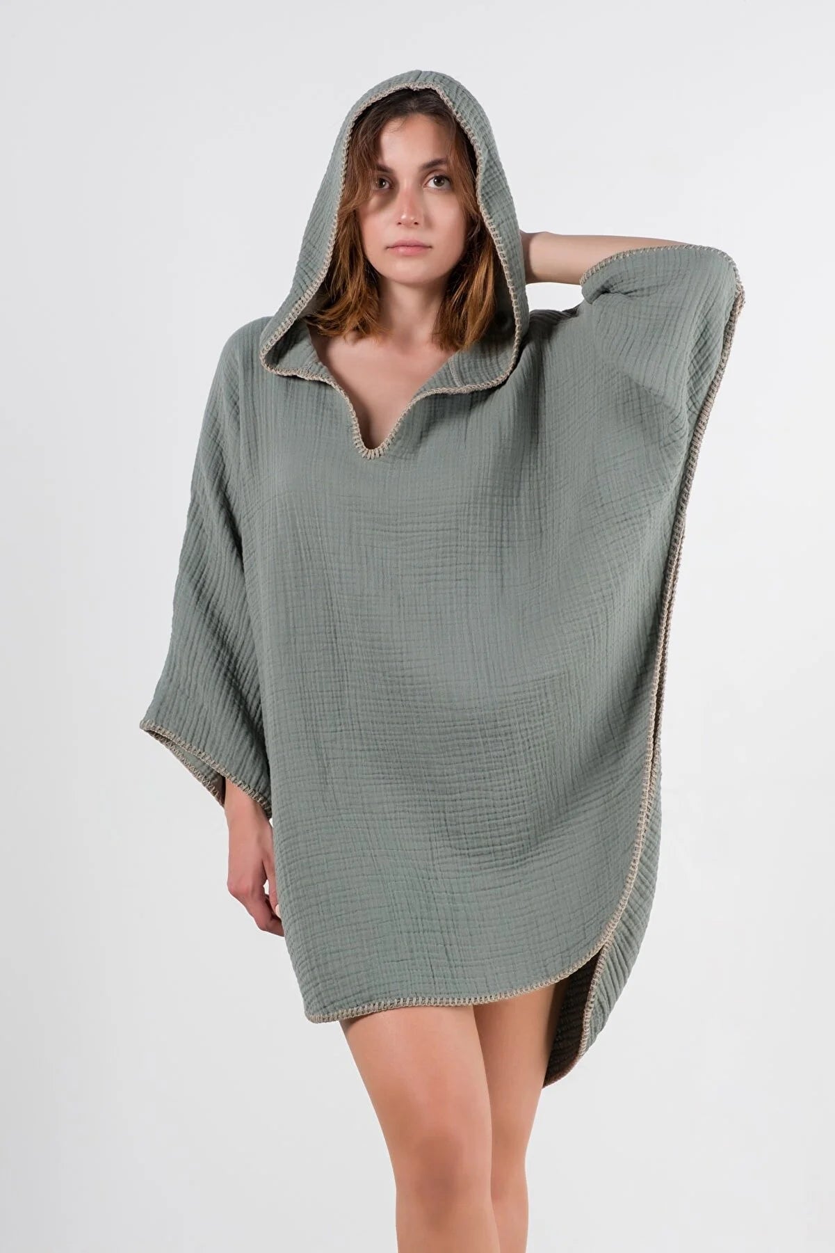 TEEK - Babe Hooded Beach Poncho DRESS TEEK M Green  