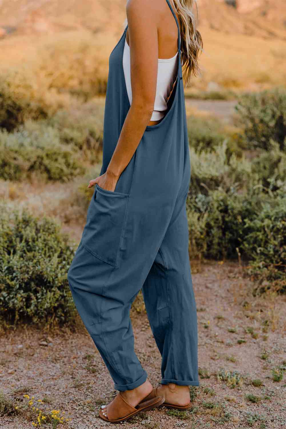 TEEK - Varied Color V-Neck Sleeveless Jumpsuit with Pocket OVERALLS TEEK Trend   
