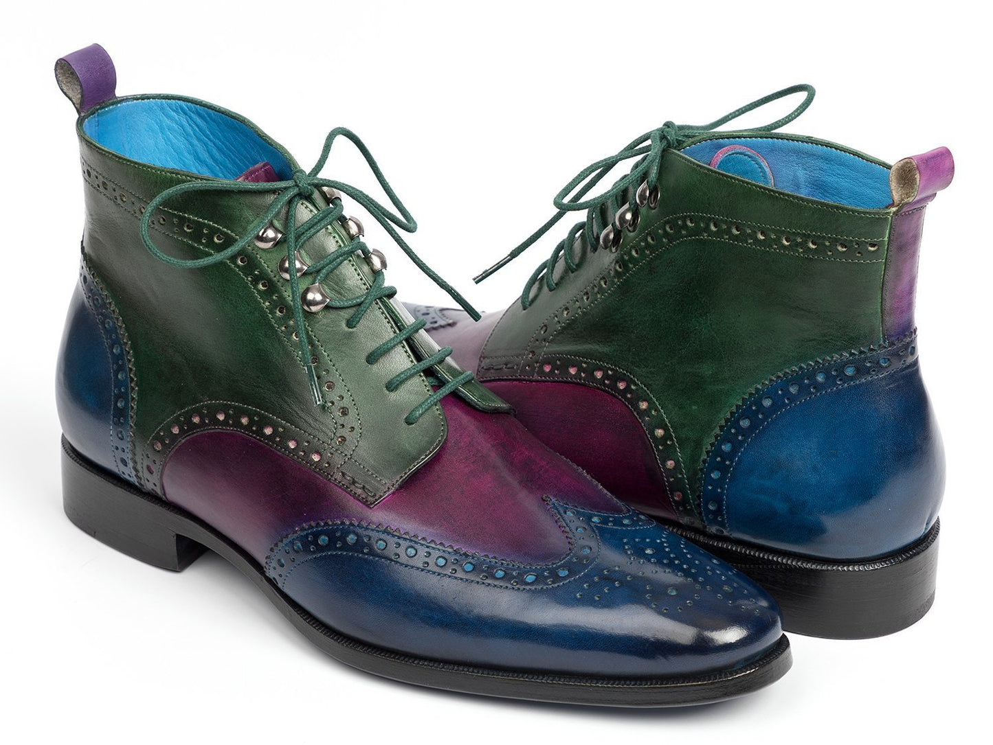 TEEK - Paul Parkman Wingtip Three Tone Blue Purple Green Ankle Boots SHOES theteekdotcom EU 38 - US 6  