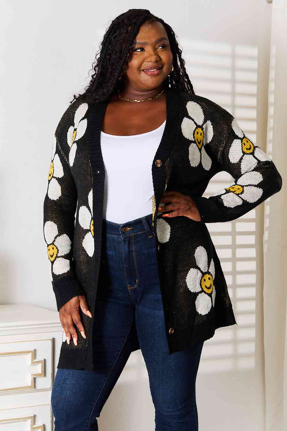 TEEK - Floral Button Down Cardigan SWEATER TEEK Trend   