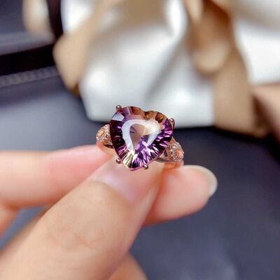 TEEK - Rose Gold-Plated Gemstone Heart Ring JEWELRY TEEK Trend One Size  