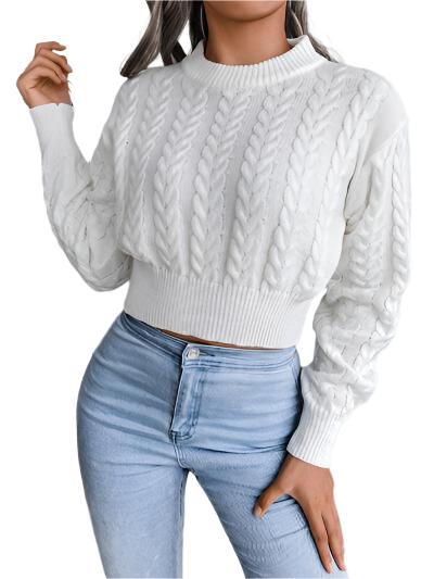 TEEK - Cable-Knit Mid Fit Sweater SWEATER TEEK Trend White S 