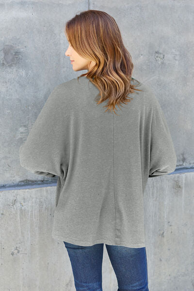 TEEK - Round Neck Long Sleeve T-Shirt TOPS TEEK Trend Heather Gray S 
