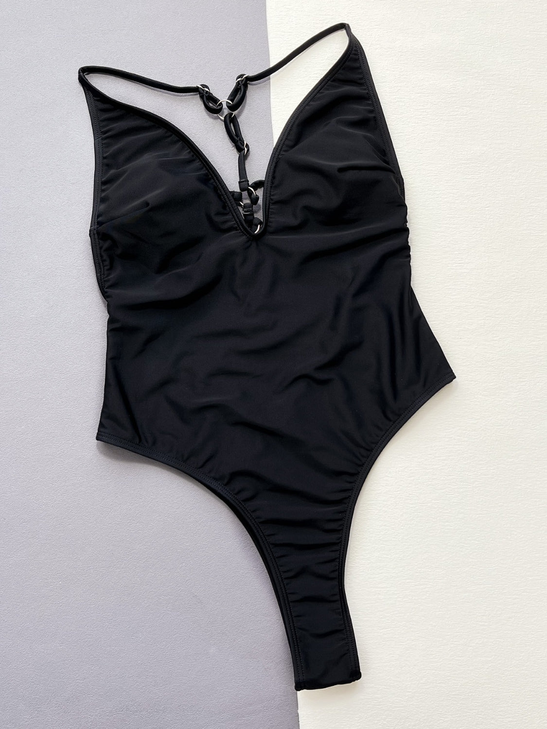 TEEK - Black Plunge Spaghetti Strap One-Piece Swimwear SWIMWEAR TEEK Trend   