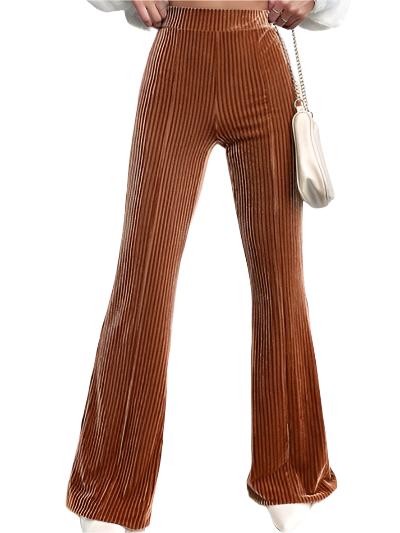 TEEK - Camel Ribbed High Waist Bootcut Pants PANTS TEEK Trend S  