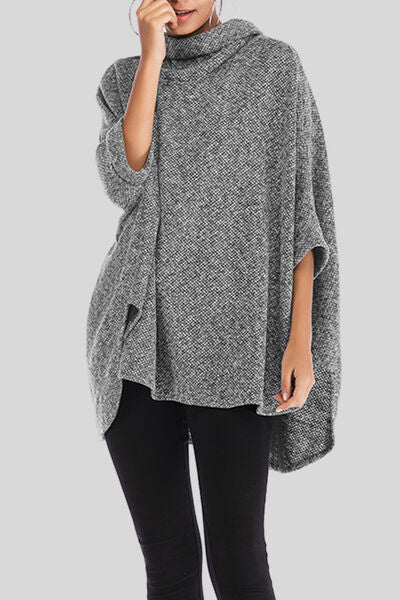 TEEK - Turtleneck Batwing Sleeve Sweater SWEATER TEEK Trend Light Gray  
