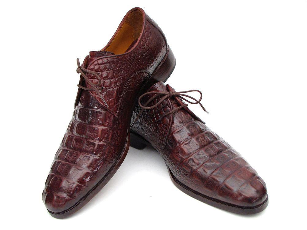 TEEK - Paul Parkman Brown & Bordeaux Croc Embossed Derby Shoes SHOES theteekdotcom EU 38 - US 6  