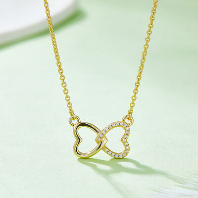 TEEK - 925 SS Heart End Bow Necklace JEWELRY TEEK Trend Gold  