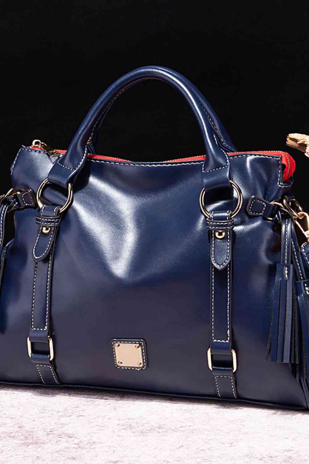 TEEK - PU Leather Handbag with Tassels BAG TEEK Trend Navy  