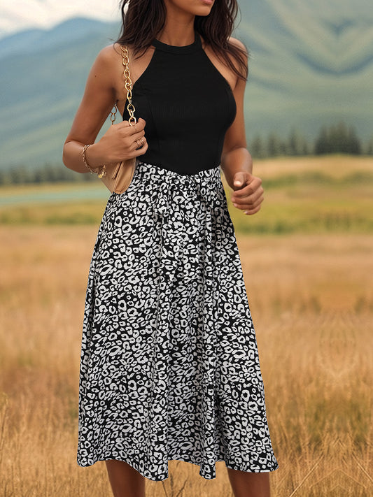 TEEK - Black Leopard Halter Neck Dress DRESS TEEK Trend S  