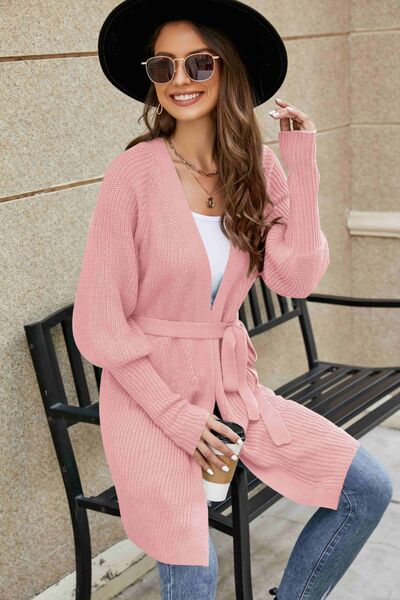 TEEK - Open Front Lantern Sleeve Cardigan SWEATER TEEK Trend   