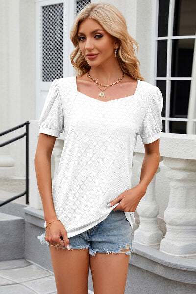 TEEK - Eyelet Short Sleeve Top TOPS TEEK Trend White S 