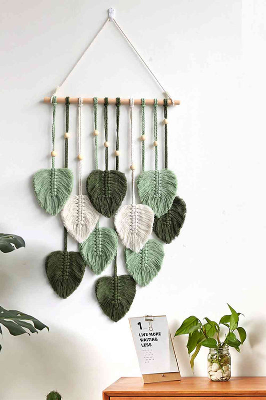 TEEK - Macrame Leaf Bead Wall Hanging HOME DECOR TEEK Trend Army Green  