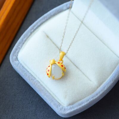 TEEK - Gold and Yellow Ladybug Natural Stone Necklace JEWELRY TEEK Trend   