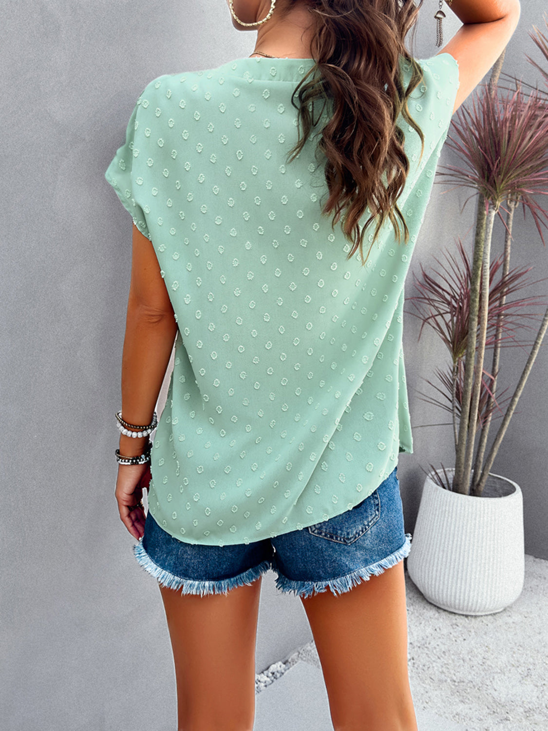 TEEK - Swiss Dot Short Sleeve Blouse TOPS TEEK Trend   