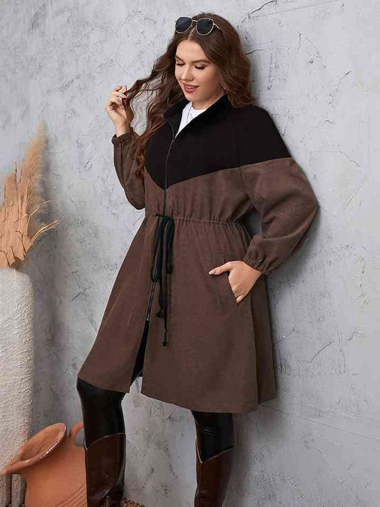 TEEK - Plus Size Chestnut Two-Tone  Trench Coat COAT TEEK Trend   