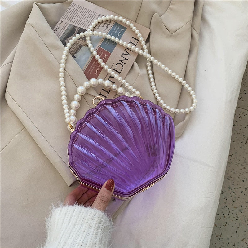 TEEK - Transparent Shell Pearl Handbag BAG theteekdotcom Purple  