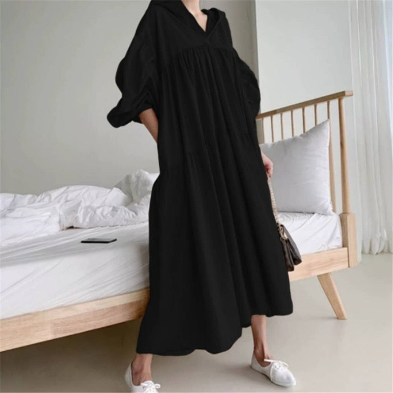 TEEK - Pocketed Hoodie Dress DRESS theteekdotcom black One Size 