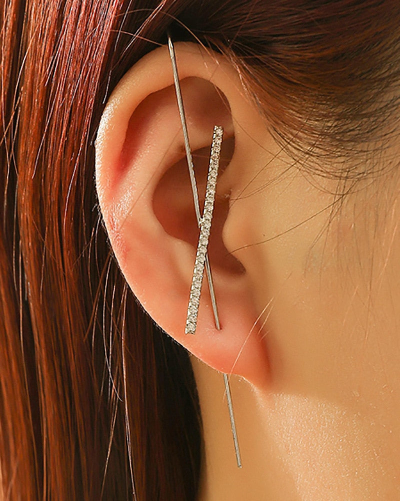 TEEK - Ear Needle Wrap Crawler Earrings JEWELRY theteekdotcom S479 silver  